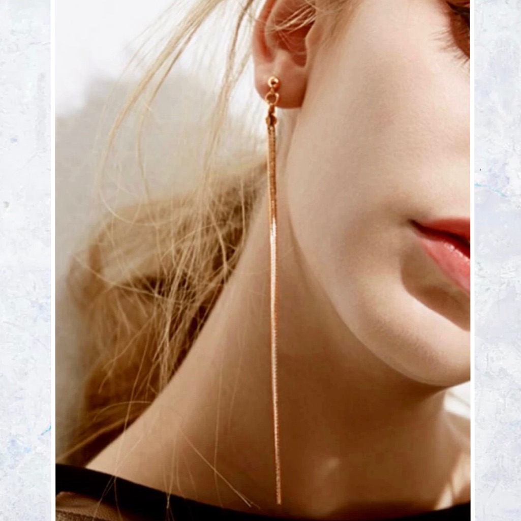 Long Solid Tassel Stud Earrings